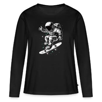 Patineur astronaute - T-shirt manches longues Premium bio Femme - noir - Devant - Julia (174cm)