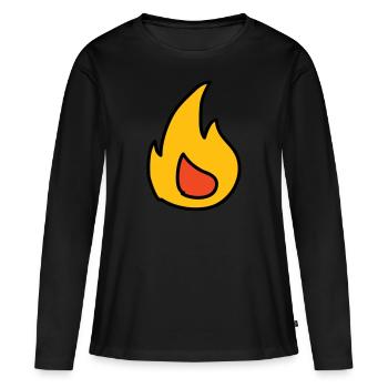 Flamme - T-shirt manches longues Premium bio Femme - noir - Devant - Julia (174cm)