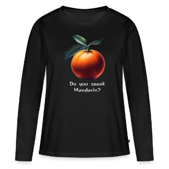 Sprechende Mandarin-Magie: Sprichst Du chinesisch? - Frauen Premium Bio Langarmshirt - Schwarz - Vorne - Julia (174cm)