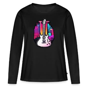 Rock n roll / Guitare / Musique / Instrument - T-shirt manches longues Premium bio Femme - noir - Devant - Julia (174cm)