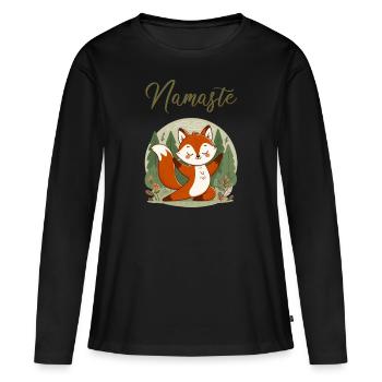 Yoga Fuchs - Frauen Premium Bio Langarmshirt - Schwarz - Vorne - Julia (174cm)