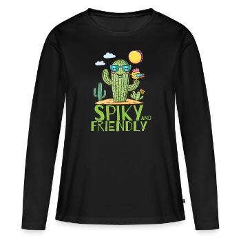 Stachelig und freundlich - Frauen Premium Bio Langarmshirt - Schwarz - Vorne - Julia (174cm)