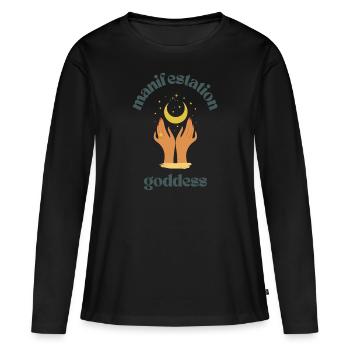 Manifestation Déesse Sombre - T-shirt manches longues Premium bio Femme - noir - Devant - Julia (174cm)