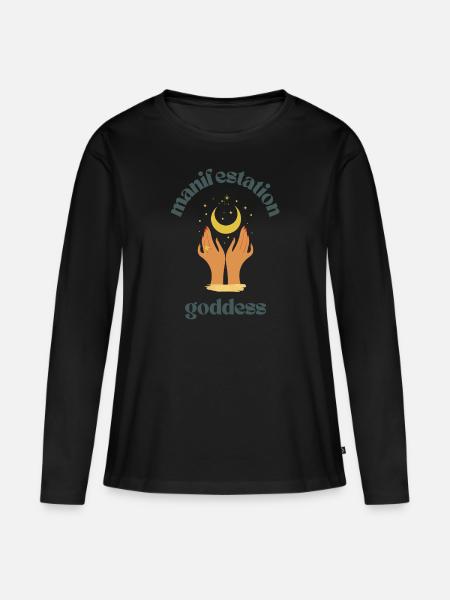 Manifestation Goddess dunkel - Frauen Premium Bio Langarmshirt - Schwarz