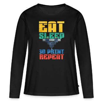 Impression 3D - T-shirt manches longues Premium bio Femme - noir - Devant - Julia (174cm)