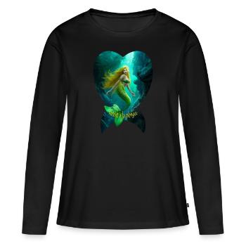 sirène addict à la plongée (poisson) - plongeur - T-shirt manches longues Premium bio Femme - noir - Devant - Julia (174cm)