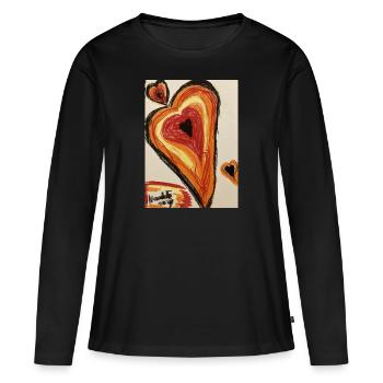 Cœur chaleureux - T-shirt manches longues Premium bio Femme - noir - Devant - Julia (174cm)