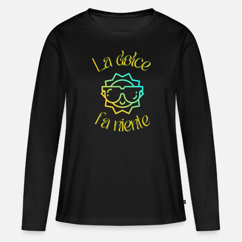 La dolce fa niente - Frauen Premium Bio Langarmshirt - Schwarz