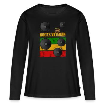 Roots Vétéran Reggae - T-shirt manches longues Premium bio Femme - noir - Devant - Julia (174cm)