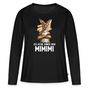 Kangourou marsupial Kangourou J’écoute toujours Mimimi - T-shirt manches longues Premium bio Femme - noir - Devant - Julia (174cm)