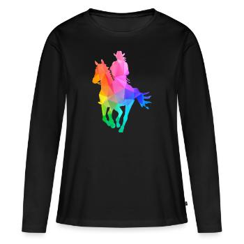 Western Lady Western Rider - T-shirt manches longues Premium bio Femme - noir - Devant - Julia (174cm)