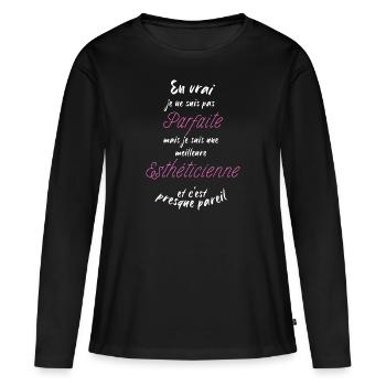 Ich bin die beste Kosmetikerin - Frauen Premium Bio Langarmshirt - Schwarz - Vorne - Julia (174cm)