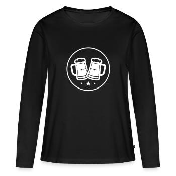 Chope à bière Icône de la bière - T-shirt manches longues Premium bio Femme - noir - Devant - Julia (174cm)