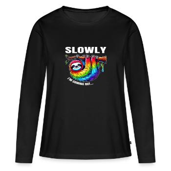 lentement je sors - T-shirt manches longues Premium bio Femme - noir - Devant - Julia (174cm)