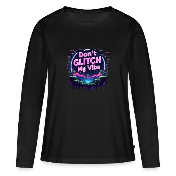 Don’t Glitch my Vibe - Retro Gaming Adventure - T-shirt manches longues Premium bio Femme - noir - Devant - Julia (174cm)