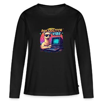Don’t Glitch my Vibe - Alpaga Retro Gaming - T-shirt manches longues Premium bio Femme - noir - Devant - Julia (174cm)