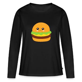 Burger, fast food, essen, kochen - Frauen Premium Bio Langarmshirt - Schwarz - Vorne - Julia (174cm)