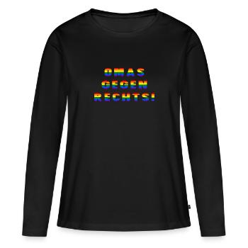 Omas gegen rechts - Frauen Premium Bio Langarmshirt - Schwarz - Vorne - Julia (174cm)