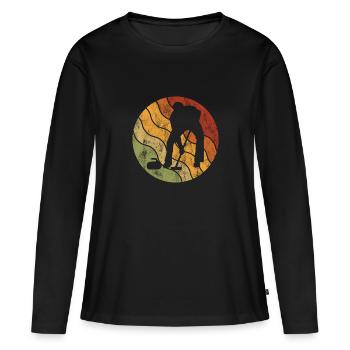 Eis Curling Curler Eisstockschießen Retro Geschenk - Frauen Premium Bio Langarmshirt - Schwarz - Vorne - Julia (174cm)