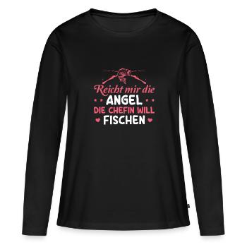 Angelsport Die Chefin will Fischen Anglerin - Frauen Premium Bio Langarmshirt - Schwarz - Vorne - Julia (174cm)