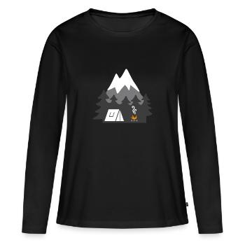 NATURE TENTS MONTAGNE - T-shirt manches longues Premium bio Femme - noir - Devant - Julia (174cm)