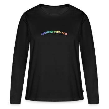 ALLIÉ LGBT+ CERTIFIÉ - T-shirt manches longues Premium bio Femme - noir - Devant - Julia (174cm)