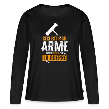 Citation drôle apéro beauf apéritif apéro rigolo - T-shirt manches longues Premium bio Femme - noir - Devant - Julia (174cm)