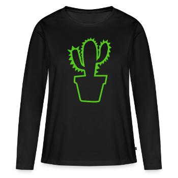 Cactus arbuste Cactus piquant jardinier de jardin - T-shirt manches longues Premium bio Femme - noir - Devant - Julia (174cm)