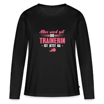 Fußballtrainerin Personal Trainerin - Frauen Premium Bio Langarmshirt - Schwarz - Vorne - Julia (174cm)