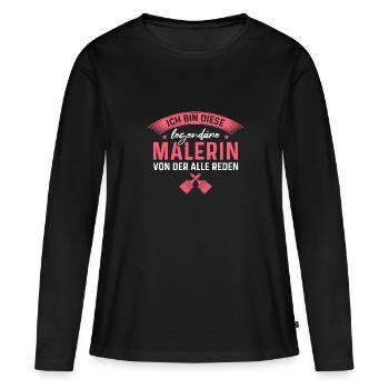 Lackiererin Handwerk Humor Legendäre Malerin - Frauen Premium Bio Langarmshirt - Schwarz - Vorne - Julia (174cm)