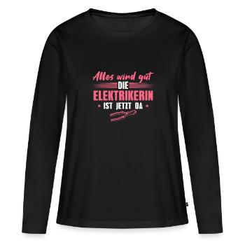 Elektronikerin Handwerkerin Elektrikerin - Frauen Premium Bio Langarmshirt - Schwarz - Vorne - Julia (174cm)