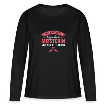 Maurermeisterin Maurerin Legendäre Meisterin - Frauen Premium Bio Langarmshirt - Schwarz - Vorne - Julia (174cm)