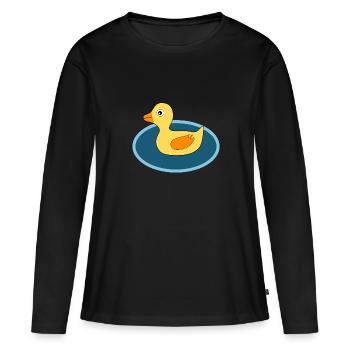 Kawaii Chibi Kawaii Duck Kawaii Caneton - T-shirt manches longues Premium bio Femme - noir - Devant - Julia (174cm)