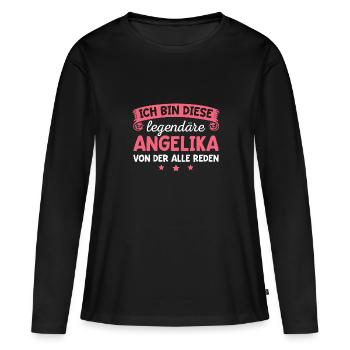Angelika Vorname Geschenk - Frauen Premium Bio Langarmshirt - Schwarz - Vorne - Julia (174cm)