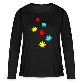 Hanf Blatt Icon - Frauen Premium Bio Langarmshirt - Schwarz - Vorne - Julia (174cm)
