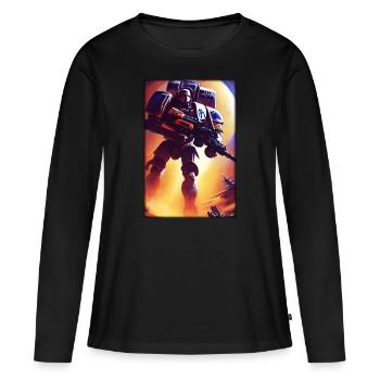 Kampfbot Robot Super Soldat Machine Guerrier - T-shirt manches longues Premium bio Femme - noir - Devant - Julia (174cm)