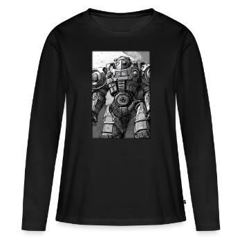 Kampfbot Roboter Supersoldat Maschine Krieger - Frauen Premium Bio Langarmshirt - Schwarz - Vorne - Julia (174cm)
