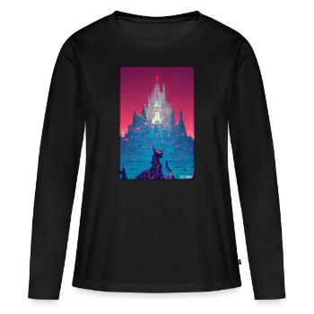 Schloss Burg Festung Architektur Landschaft - Frauen Premium Bio Langarmshirt - Schwarz - Vorne - Julia (174cm)