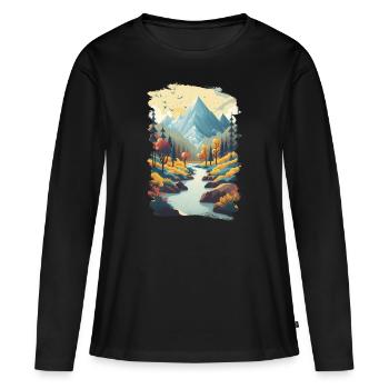 Bergberufung 4 - Frauen Premium Bio Langarmshirt - Schwarz - Vorne - Julia (174cm)