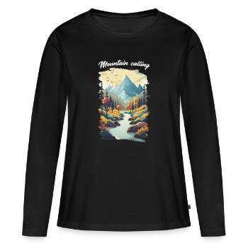 Bergberufung 11 - Frauen Premium Bio Langarmshirt - Schwarz - Vorne - Julia (174cm)