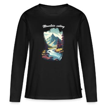 Berg ruft 12 - Frauen Premium Bio Langarmshirt - Schwarz - Vorne - Julia (174cm)
