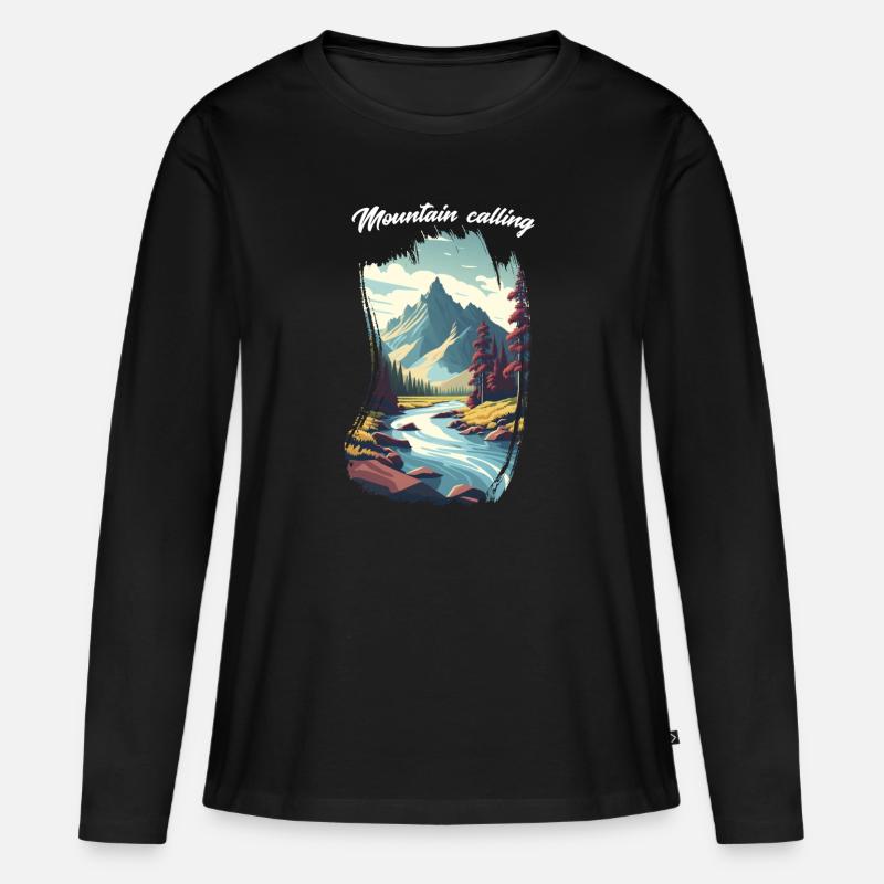Berg ruft 12 - Frauen Premium Bio Langarmshirt - Schwarz