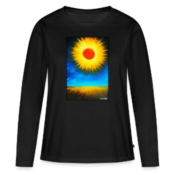 Sonne Sommer Natur Urlaub Sonnenschein Sonnenlicht - Frauen Premium Bio Langarmshirt - Schwarz - Vorne - Julia (174cm)