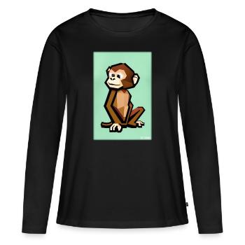 Monkey Polygon Animals Wilderness Zoo Africa Safari - Women's Premium Organic Long Sleeve Shirt - black - Front - Julia (174cm)