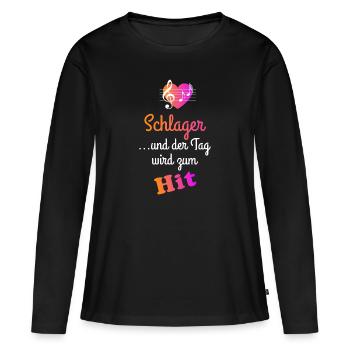 Schlager und der Tag wird zum Hit - Frauen Premium Bio Langarmshirt - Schwarz - Vorne - Julia (174cm)