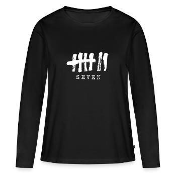 Sept d’un seul coup - T-shirt manches longues Premium bio Femme - noir - Devant - Julia (174cm)