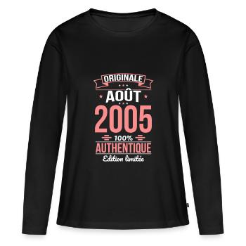 20th Anniversary - Original - August 2005 - Women's Premium Organic Long Sleeve Shirt - black - Front - Julia (174cm)