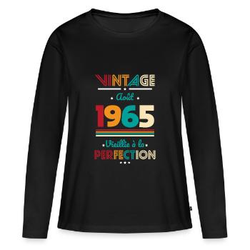 60th Birthday - Vintage - August 1965 - Women's Premium Organic Long Sleeve Shirt - black - Front - Julia (174cm)