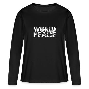 World peace Typografie - Frauen Premium Bio Langarmshirt - Schwarz - Vorne - Julia (174cm)