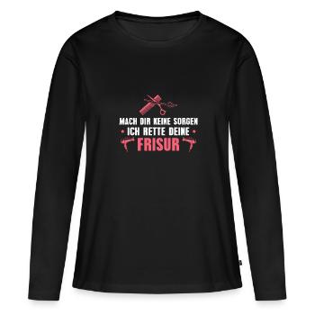 Haarsytlistin Mach dir keine Sorgen Friseurin - Frauen Premium Bio Langarmshirt - Schwarz - Vorne - Julia (174cm)